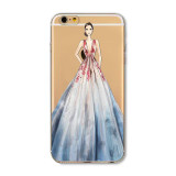 Mobile Phone Case For iPhone 7 6 6s Plus 6Plus 4 4S 5 5S SE 5C Bag New Modern Dress Shopping Girl Transparent Soft TPU Cover