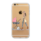 Mobile Phone Case For iPhone 7 6 6s Plus 6Plus 4 4S 5 5S SE 5C Bag New Modern Dress Shopping Girl Transparent Soft TPU Cover