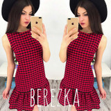 MOARCHO loose summer dress women casual A-line sleeveless mini dresses o neck vintage plaid party dress
