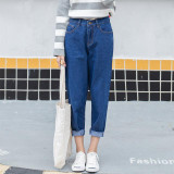 2017 Plus Size Women loose Waist Harem Jeans Hole Woman Boyfriend Ankle Length pants Women Ripped Jeans for Women