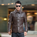 2017 Plus Size Men's Winter White Duck Down Coat Black Thick Sheepskin Coat Casual Genuine Leather Jacket Men Sheepskin Down