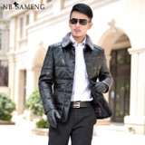 2017 Plus Size Men's Winter White Duck Down Coat Black Thick Sheepskin Coat Casual Genuine Leather Jacket Men Sheepskin Down