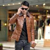 2017 Plus Size Men's Winter White Duck Down Coat Black Thick Sheepskin Coat Casual Genuine Leather Jacket Men Sheepskin Down