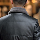 2017 Plus Size Men's Lambswool  CollarThin Lapel Jacket Sheepskin  Genuine Leather Jacket Men Winter White Duck Down Coat