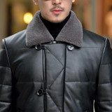 2017 Plus Size Men's Lambswool  CollarThin Lapel Jacket Sheepskin  Genuine Leather Jacket Men Winter White Duck Down Coat