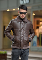2017 Plus Size Men's Lambswool  CollarThin Lapel Jacket Sheepskin  Genuine Leather Jacket Men Winter White Duck Down Coat