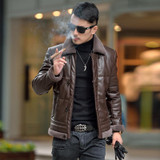 2017 Plus Size Men's Lambswool  CollarThin Lapel Jacket Sheepskin  Genuine Leather Jacket Men Winter White Duck Down Coat