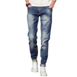 2017 Plus Size Light Blue Tapered Jeans Men 4XL 5xl 36 38 Slim Fit Denim Jeans Casual Jean Big Size Pencil Pants