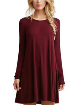 2017 Plus Size Elastic Dress Winter Vestidos Autumn Womens Long Sleeve Dress Ladies Casual Loose Solid O Neck Dresses Loose