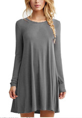 2017 Plus Size Elastic Dress Winter Vestidos Autumn Womens Long Sleeve Dress Ladies Casual Loose Solid O Neck Dresses Loose
