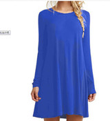2017 Plus Size Elastic Dress Winter Vestidos Autumn Womens Long Sleeve Dress Ladies Casual Loose Solid O Neck Dresses Loose