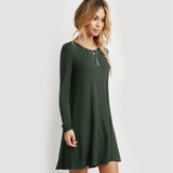 2017 Plus Size Elastic Dress Winter Vestidos Autumn Womens Long Sleeve Dress Ladies Casual Loose Solid O Neck Dresses Loose
