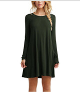 2017 Plus Size Elastic Dress Winter Vestidos Autumn Womens Long Sleeve Dress Ladies Casual Loose Solid O Neck Dresses Loose
