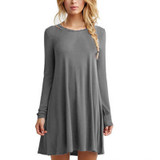 2017 Plus Size Elastic Dress Winter Vestidos Autumn Womens Long Sleeve Dress Ladies Casual Loose Solid O Neck Dresses Loose