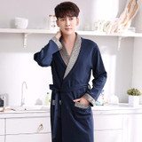 2017 Plus Size Cotton Terry Robes For Men Kimono Bath Robe Sleepwear Mens Lounge Nightgown Long Sleeve Bathrobe Autumn Winter