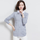 2017 plus size Autumn Winter Womens Pullover Sweater knit fake two-piece women's long-sleeved Pullover Cashmere sweaters AS36