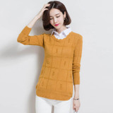 2017 plus size Autumn Winter Womens Pullover Sweater knit fake two-piece women's long-sleeved Pullover Cashmere sweaters AS36