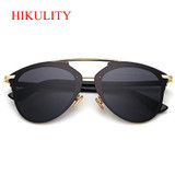 2017 Pink Sunglasses Women Newest Brand Cateye Reflection Mirror Sunglasses Female Half Frame Men Sun Glasses Rose Gold Lunette
