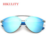 2017 Pink Sunglasses Women Newest Brand Cateye Reflection Mirror Sunglasses Female Half Frame Men Sun Glasses Rose Gold Lunette
