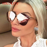 2017 Pink Sunglasses Women Newest Brand Cateye Reflection Mirror Sunglasses Female Half Frame Men Sun Glasses Rose Gold Lunette