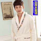 2017 Peignoir Homme Kimono Camisola Robes Bathrobe Men Fall Winter Flannel Nightgown Long Sleeved Robe Woman Couple Thickened