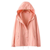 2017 Oversize Women Windbreaker Spring Autumn Long sleeved hooded jacket coat lady Korean Loose Casual Thin Jacket Women BL197