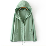 2017 Oversize Women Windbreaker Spring Autumn Long sleeved hooded jacket coat lady Korean Loose Casual Thin Jacket Women BL197