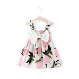 2017 newest Toddler Infant Kids Baby Girls Summer Floral Lemon Bownot Dress Princess Party Wedding Tutu Dresses