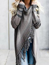 2017 Newest Single Button Tassel Asymmetrical Hem Shawl