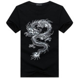 2017 New dragon Pure cotton Short Sleeves Hip hop Fashion Mens T-Shirt  O-Neck  Summer Personality Fashion men t-shirts Dragon