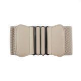 2017 New Designer Women PU Leather Belt Buckle Wide Stretch Elastic Waistband Waist Belts For Women Adjustable ceinture femme