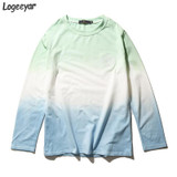 2017 New Design Men T Shirt Fashion Casual T-Shirt Men Gradient Slim Fit T Shirts O Neck Long Sleeved Men Tops Plus Size 5XL