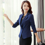 2017 New Design Long Sleeve Solid Color One Button Women Slim Blazer Plus Size Formal Jackets Office Ladies Work Wear Blaser