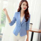 2017 New Design Long Sleeve Solid Color One Button Women Slim Blazer Plus Size Formal Jackets Office Ladies Work Wear Blaser