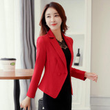 2017 New Design Long Sleeve Solid Color One Button Women Slim Blazer Plus Size Formal Jackets Office Ladies Work Wear Blaser
