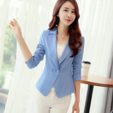 2017 New Design Long Sleeve Solid Color One Button Women Slim Blazer Plus Size Formal Jackets Office Ladies Work Wear Blaser