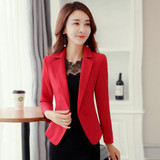 2017 New Design Long Sleeve Solid Color One Button Women Slim Blazer Plus Size Formal Jackets Office Ladies Work Wear Blaser