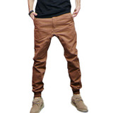 2017 New Design Casual Men Pants Cotton Slim Pant Straight Trousers Fashion Hip hop Solid five color mens Pants Men Plus Size 38