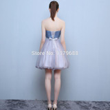 2017 New design A-line short dresses strapless cocktail party lace-up dress veatidos de festa tulle free shipping