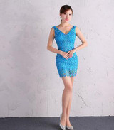 2017 new deep-V Sexy short Mini Party Lace Cocktail dress