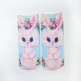 2017 NEW cute 3D Socks beauty short Women socks printed funny socks womens cotton sock white cat Multiple Colors for girls soks