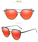 2017 New Cat Eye Sunglasses Women Brand Designer Female Twin-Beams Rose Gold Mirror Sun Glasses Cateye SunGlasses Oculos Feminin