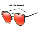 2017 New Cat Eye Sunglasses Women Brand Designer Female Twin-Beams Rose Gold Mirror Sun Glasses Cateye SunGlasses Fast Shipping