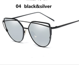 2017 New Cat Eye Sunglasses Women Brand Designer Female Twin-Beams Rose Gold Mirror Sun Glasses Cateye SunGlasses Fast Shipping