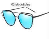 2017 New Cat Eye Sunglasses Women Brand Designer Female Twin-Beams Rose Gold Mirror Sun Glasses Cateye SunGlasses Fast Shipping