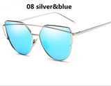 2017 New Cat Eye Sunglasses Women Brand Designer Female Twin-Beams Rose Gold Mirror Sun Glasses Cateye SunGlasses Fast Shipping
