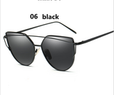 2017 New Cat Eye Sunglasses Women Brand Designer Female Twin-Beams Rose Gold Mirror Sun Glasses Cateye SunGlasses Fast Shipping