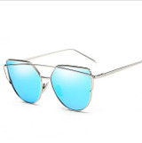 2017 New Cat Eye Sunglasses Women Brand Designer Female Twin-Beams Rose Gold Mirror Sun Glasses Cateye SunGlasses Fast Shipping