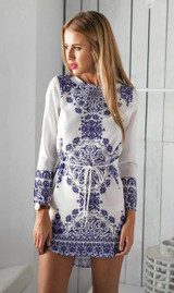 2017 New Casual Tunic Women Summer Style Cute Mini Dresses Ladies White Long Sleeve Print Short Dress