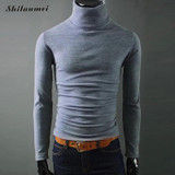 Men basic Casual sweaters cashmere Winter turtleneck Knitted Sweater High Elastic sweater pullover 7 solid color